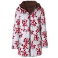 Women Jacket Teddy Coat Winter Women Windbreaker Floral Print Warm Outwear Hooded Pockets Vintage Coats Plus Size