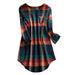 Women Long Sleeve Office Dress Plaid Casual Loose A-line Midi Dress Long T-shirt Dresses Oversized Autumn Tunic Dress A Line Daytime Holidays Shopping Women Plus Dresses