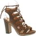 Chase & Chloe Benjamin-1 Women's open toe bondage lace up slingback chunky heel suede sandals