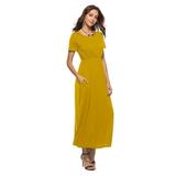 Lilly Posh Short Sleeve Solid Maxi Dress Regular and Plus Sizes