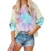 Avamo Floral Off Shoulder Blouse For Women Loose Holiday Beach Casual Long Sleeve T-Shirt Tops Ladies Casual Loose Slash Neck Blouse Tops Ladies Holiday Gradient Tie-Dye Loose T Shirt