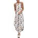 Women's Summer Print Halter Maxi Dress Beach Holiday Sleeveless Long Sundress