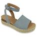 Soda Women Wedge Sandals Open Toe Ankle Strap Flatform Espadrilles Trim Platform Topic-S Light Blue 10