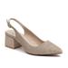 Mid Block Heel Dressy Glitter Sling Back Shoes, Gold - Size 35