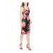 TRINA TURK Womens Red Floral Sleeveless V Neck Midi Sheath Dress Size 16