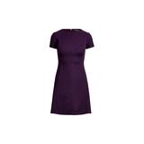 RALPH LAUREN Womens Purple Zippered Solid Short Sleeve Jewel Neck Knee Length Fit + Flare Wear To Work Dress Size 2P