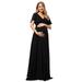 Ever-Pretty Maternity Short Sleeve Pleated Maternity Dress Empire Waist for Baby Showers 9890YF Black US22