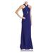 AQUA Womens Blue Sleeveless Full-Length Fit + Flare Evening Dress Size 12