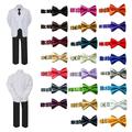 6pc Boy Formal Necktie Black & White Suit Set Satin Bow tie Baby Sm-20 Teen