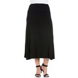 24/7 Women's Plus Size Comfort Apparel Womens Comfortable Fit Elastic Waist Plus Size Maxi Skirt