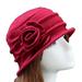 Farfi Fashion Women Wool Church Cloche Flapper Hat Lady Bucket Winter Flower Cap