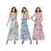 Project Retro Womens Bohemian Printed Lace-Up V-neck Sleeveless Dress Wrap Bodice Sleeveless Crossover Long Dress