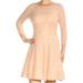 SLNY Womens Pink Sequined Lace Long Sleeve Boat Neck Above The Knee Fit + Flare Dress Size 10