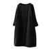 VEAREAR Dress Corduroy Solid Color Round Neck with Pockets Midi Dress Warm Black,Maternity,Maxi,Plus size,Beach,party