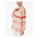 CALVIN KLEIN Womens Coral Cold Shoulder Striped Long Sleeve Scoop Neck Top Size XS
