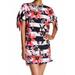 Vince Camuto NEW Pink Women's Size 2 Floral Stripe Tie Shift Dress