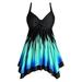 LilyLLL Plus Size Womens Swimsuit Gradient Tankini Set Swimdress Shorts Beach Swimwear