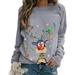 Women Christmas Patterned Crew Neck Long Sleeve Casual Pullover Top Tunic