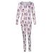 Gueuusu Women's Long-Sleeved Homewear Jumpsuit, Snap Button Cartoon Printed Clothing