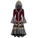 Women Christmas Elk Hooded High Low Flounce Hem Knitted Dress Overcoat Long Sleeve Dress New