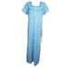 Mogul Women Blue Maxi Dress, Kaftan Soft Comfy Sleepwear, Nightgown, Embellished Housedress, Resort Wear Dress XL