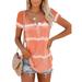 Avamo Women Summer Stripe T Shirt Casual Scoop Neck Basic Tops Blouses Tie Dye Tunic Top