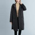 Vintage Women Winter Long Coat Thick Warm Hooded Long Sleeve Button Pocket Plus Size Casual Long Parka