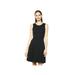 Brand - Lark & Ro Women's Sleeveless Wide Scoop Neck Fit and Flare Dress, Black, Small