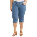 Terra & Sky Women's Plus Size Stretch Pull-On Capri with Tummy Control Comfort Waistband