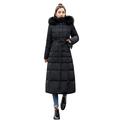 Mnycxen Women Outerwear Fur Hooded Coat Long Cotton-Padded Jackets Pocket Coats