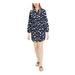 MAISON JULES Womens Navy Floral Long Sleeve V Neck Short Sheath Dress Size XS