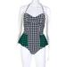 Albertine Womens Marquerite Gingham One Piece Swimsuit Black White Green Size 2