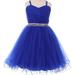 Big Girls Elegant Twist Wired Tulle Rhinestones Beaded Waist Scarf Gown Flower Girl Dress Flower Girl Dress Royal 12 (C50CC19)