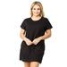 Women's Short Sleeve Cut Out Back Dress with Pockets (Plus Size)