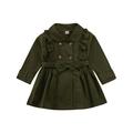 Wayren USA Toddler Baby Girl Trench Coat Casual Ruffle Jacket Windbreaker Outerwear