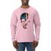 Stars and Stripes Patriotic Skull Mens Americana / American Pride Long Sleeve T-Shirt, Light Pink, Large