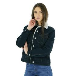$148 Calvin Klein women's Blue Black Denim Trucker Jacket Size S