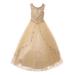 Little Girls Champagne Curtain Layers Stone Adorned Tulle Pageant Dress Gown Little Girls