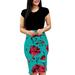 New Women's Printed Splice Flower Dress Sexy Package Hip Plus Size Casual Office Dress Printed High Waist Dress