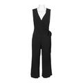 Nina Leonard V-Neck Sleeveless Tie Waist Solid Jersey Jumpsuit-BLACK