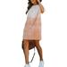Sexy Dance Women Loose Tunic Dress Casual Summer Short Sleeve Swing Dresses Cover Up Beach Dresses Above Knee Length Orange M(US 8-10)