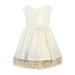 Girls Ivory Champagne Rolled Flower Adorned Occasion Dress 7-12