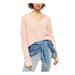 FREE PEOPLE Womens Pink Knit Dolman Sleeve V Neck Sweater Size M