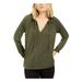 MICHAEL KORS Womens Green Ruffled Long Sleeve V Neck Top Size XS