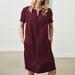 Women's Button Cotton Linen Loose Mini Dress Simple Casual Fashion Short Sleeve Pocket Daily Dress Plus Size Dress