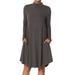 TheMogan Women's PLUS Long Sleeve Mock Neck Draped Jersey Pocket Fit & Flare Dress