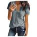 MIARHB women's blouse short sleeve Women's Summer Knit Short Sleeve Tunic Top V-neck Loose Shirt