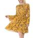 Allegra K Women's Boat Neck Long Bell Sleeves Swing Boho Floral Dress