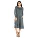24seven Comfort Apparel Long Sleeve Fit and Flare Midi Dress