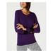 MICHAEL KORS Womens Purple Velvet Lace Long Sleeve Crew Neck Sweater Petites Size: S